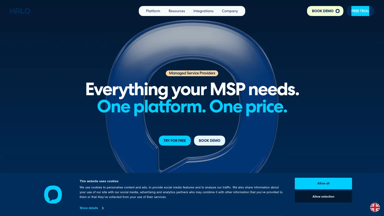 HaloPSA homepage screenshot, as taken from halopsa.com