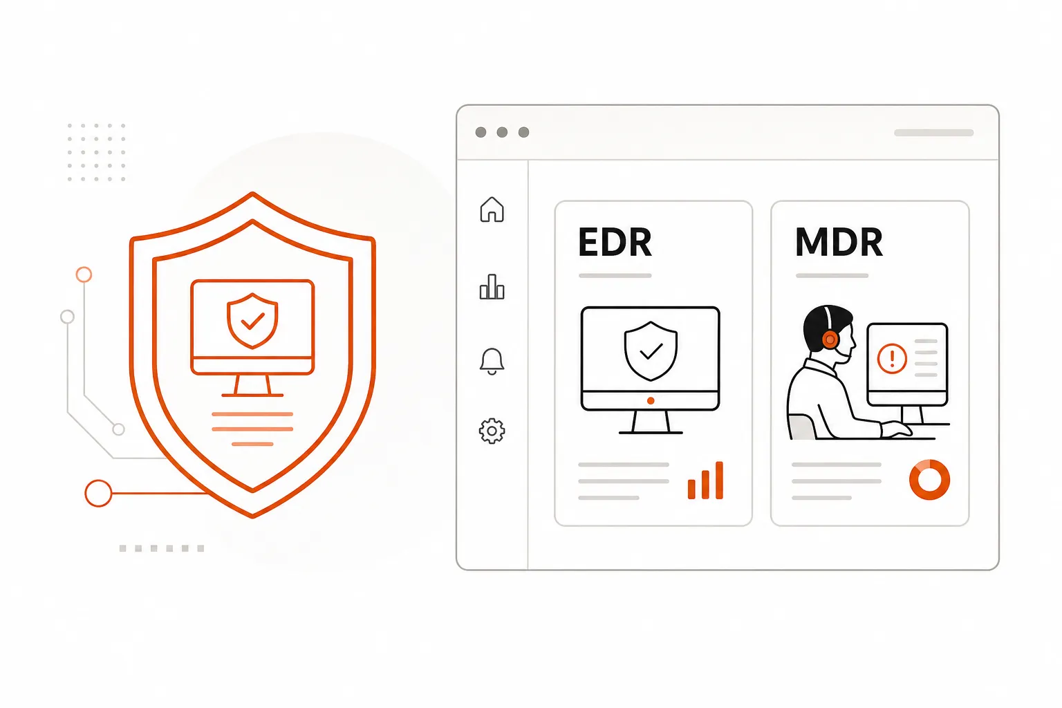 EDR vs MDR concept illustration for MSPs