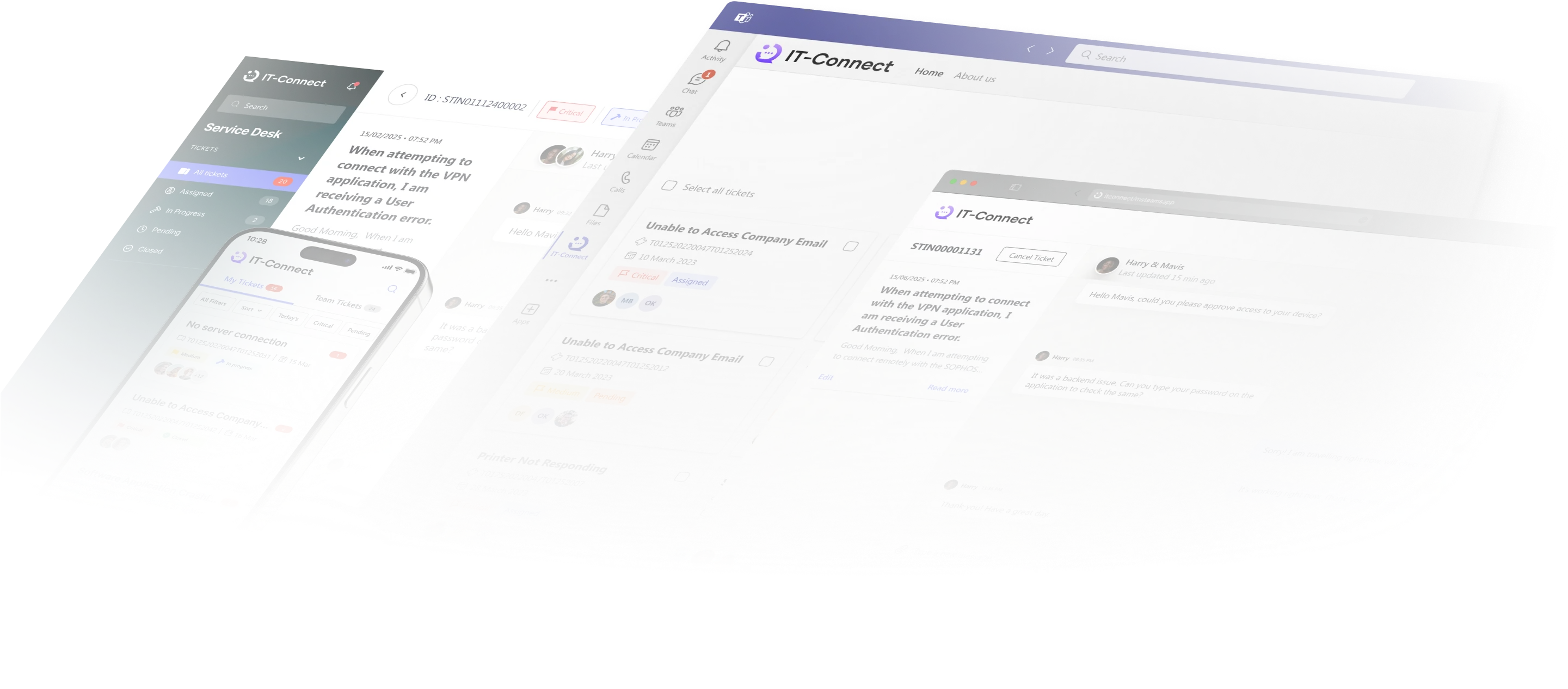 IT-Connect multi-channel support across mobile, desktop, and Microsoft Teams