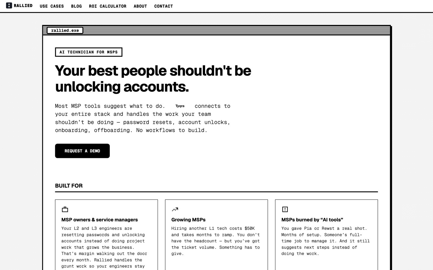 Tyqra product homepage, August 2026